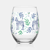 Verre À Vin Sans Pied Preppy Navy Zebra Martinis White Monogramme (Gauche)