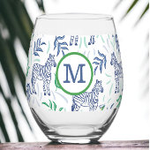 Verre À Vin Sans Pied Preppy Navy Zebra Martinis White Monogramme