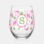 Verre À Vin Sans Pied Preppy Pink Cheetah Monogramme (Recto)