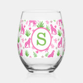 Verre À Vin Sans Pied Preppy Pink Cheetah Monogramme (Verso)
