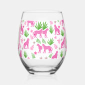 Verre À Vin Sans Pied Preppy Pink Cheetah Monogramme (Gauche)