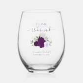 Verre À Vin Sans Pied Purple Boho Rose femme de ménage d'honneur (Recto)