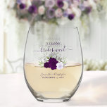 Verre À Vin Sans Pied Purple Boho Rose femme de ménage d'honneur<br><div class="desc">Cet ensemble est le choix parfait pour remercier les demoiselles d'honneur et la bonne d'honneur de votre mariage. Le magnifique design chic boho comprend un ensemble de roses d'aquarelle peints à la main dans les tons violet, prune et lavande, ainsi que des sprigs d'eucalyptus et de la verdure du jardin....</div>