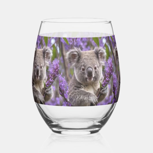 Verre À Vin Sans Pied Purple Jacaranda Koala Ours, (Recto)