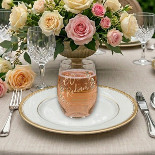 Verre À Vin Sans Pied Radiant Eighty Champagne Sage Anniversaire Aquarel