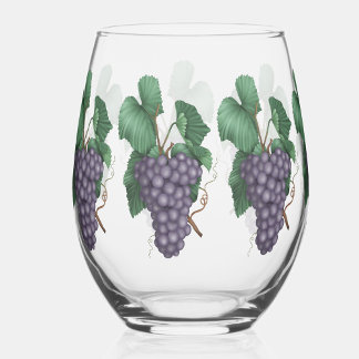 Verre À Vin Sans Pied Raisins à l'aquarelle