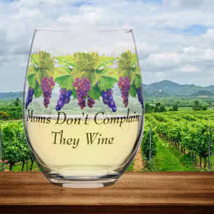 Verre À Vin Sans Pied Raisins à l'aquarelle Les mamans ne se plaignent