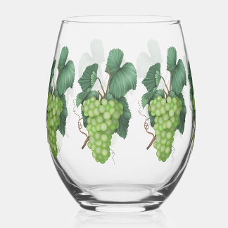 Verre À Vin Sans Pied Raisins aquarelle Vin Blanc