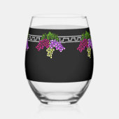 Verre À Vin Sans Pied Raisins Art Déco - Noir, Argent, Violet Monogramme (Gauche)