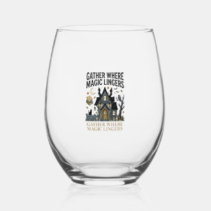 Verre À Vin Sans Pied Rassemblement de maison hantée Halloween
