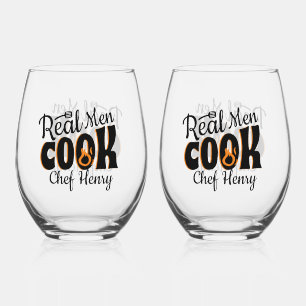 Verre À Vin Sans Pied Real Men Cook Noir