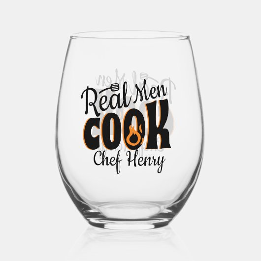 Verre À Vin Sans Pied Real Men Cook Noir (Verso)