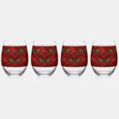 Verre À Vin Sans Pied Red Holly Pattern – Elegant Christmas Style (Gauche)