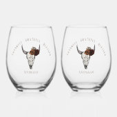 Verre À Vin Sans Pied Remerciements Heureux Béni Western Friendsgiving (Recto)