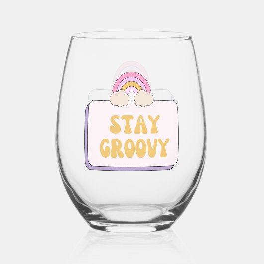 Verre À Vin Sans Pied Restez Groovy (Recto)