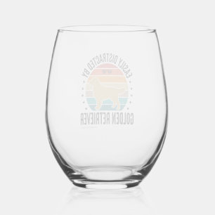 Verre À Vin Sans Pied Retriever doré facilement distrait Chien vintage d