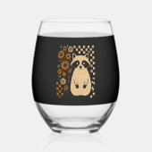 Verre À Vin Sans Pied Retro Checkered Halloween Raccoon (Recto)
