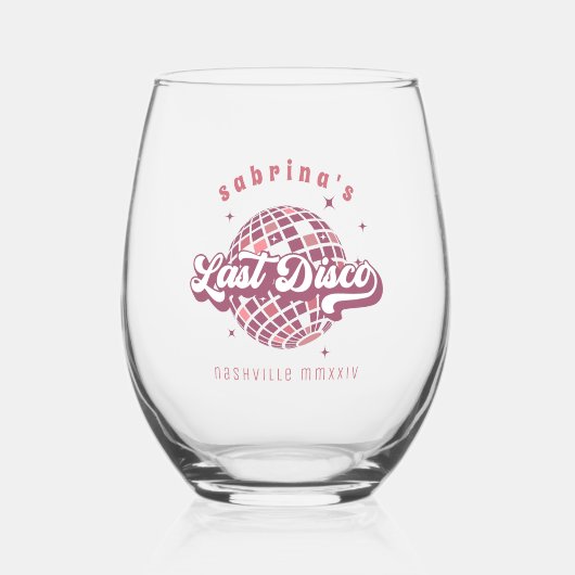 Verre À Vin Sans Pied Retro Dernière Disco Bachelorette Party (Recto)