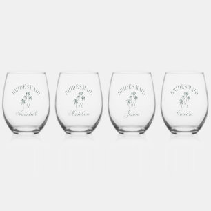 Verre À Vin Sans Pied Rétro Luxe Beach Palm Trees Bridesmaid Noms