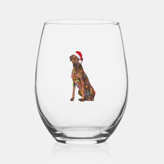 Verre À Vin Sans Pied Rhodesian Ridgeback Noël Lumières Noël Chien de No (Recto)