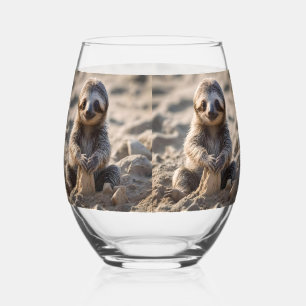 Verre À Vin Sans Pied Rives de sable : Baby Sloth Building Châteaux de s