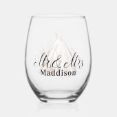 Verre À Vin Sans Pied Robe de mariée blanche classique moderne Monsieur  (Verso)