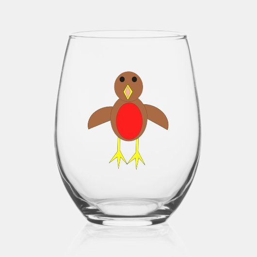 Verre À Vin Sans Pied Robin de Noël (Recto)