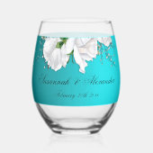 Verre À Vin Sans Pied Romance et Mariage turquoise Rose (Recto)