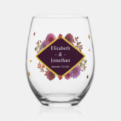 Verre À Vin Sans Pied Romantique Automne Dahlia Mariage (Recto)