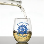 Verre À Vin Sans Pied Rope nautique Bateau de roue Nom du bateau Welcome