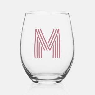 Verre À Vin Sans Pied Rose Gold Moderne Monogramme Lettre initiale