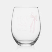 Verre À Vin Sans Pied Rose Pâle Ruban Elle Se Marie Réception de Mariage (Verso)
