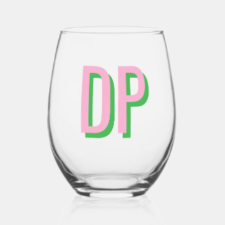 Verre À Vin Sans Pied Rose Pâle + Vert Demoiselle d'Honneur