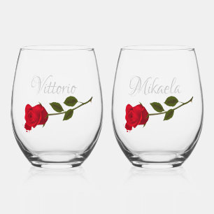 Verre À Vin Sans Pied Rose sanglant Élégant Mariage gothique noir