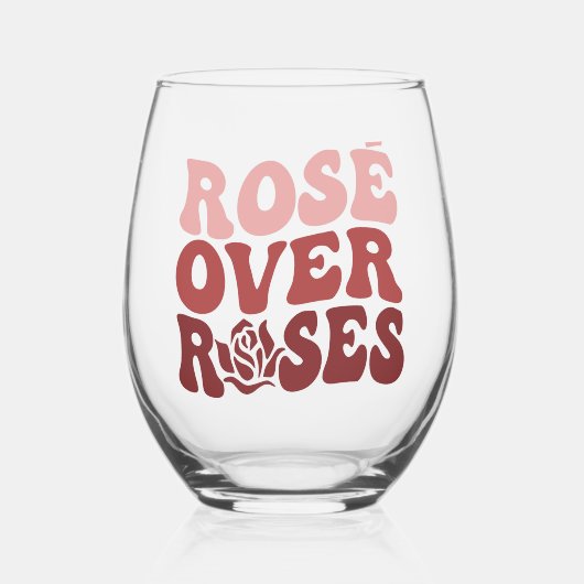Verre À Vin Sans Pied Rose sur Roses Verre sans pierre (Recto)