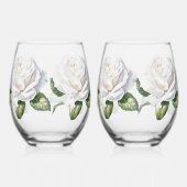 Verre À Vin Sans Pied Roses blanches à main (Verso)