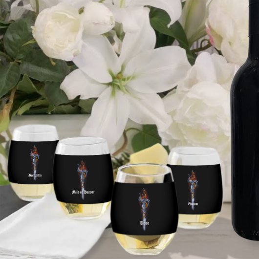 Verre À Vin Sans Pied Roses d'épée de dragon rouge