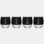 Verre À Vin Sans Pied Roses d'épée de dragon rouge (Dos)