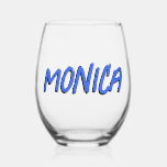 Verre À Vin Sans Pied Royal Blue 3D Funny Nom moderne<br><div class="desc">Royal Blue 3D Funky Style Moderne Nom Vin sans pierre Verre</div>