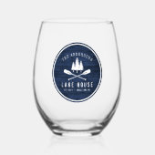 Verre À Vin Sans Pied Rustic Lake House Boat (Recto)