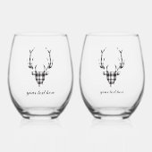Verre À Vin Sans Pied Rustic Modern Plaid Check Deer Stemless Wine Glass (Recto)