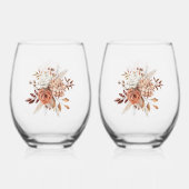 Verre À Vin Sans Pied Rustic Terracotta Florals M. Mme Nom Date Mariage (Verso)