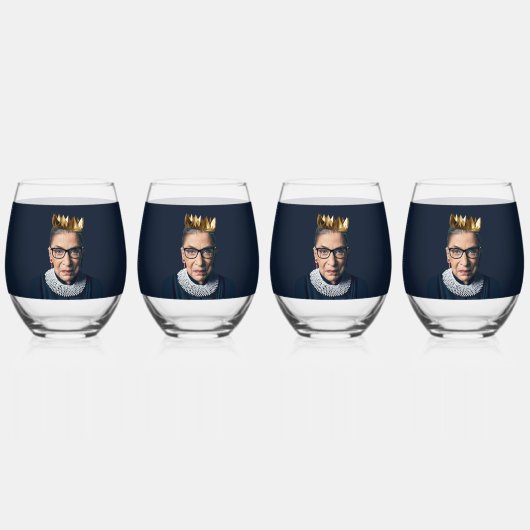 Verre À Vin Sans Pied Ruth Bader Ginsburg avec couronne d'or (Recto)
