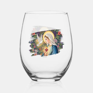 Verre À Vin Sans Pied Sacré-Cœur de Marie, Dévotion, Art chrétien