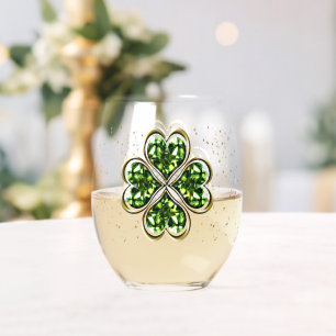 Verre À Vin Sans Pied Saint Patrick's Day Shamrocks chanceux