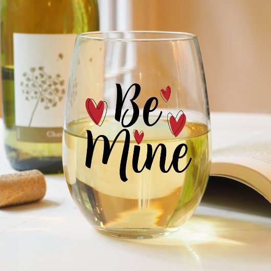 Verre À Vin Sans Pied Saint Valentin Coeurs Be Mine