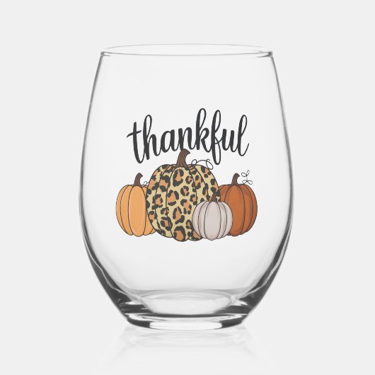 Verre À Vin Sans Pied Saison Citrouille léopard Thanksgiving Halloween a (Recto)