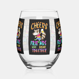 Verre À Vin Sans Pied Salue Les Amis Qui Boivent Ensemble