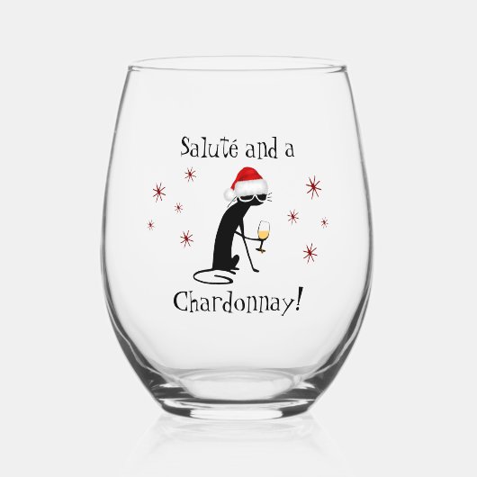 Verre À Vin Sans Pied Salute' Chardonnay Drôle Citation Vin Cat (Recto)