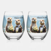 Verre À Vin Sans Pied **"Scellé avec un baiser : Otterly in Love"** (Verso)
